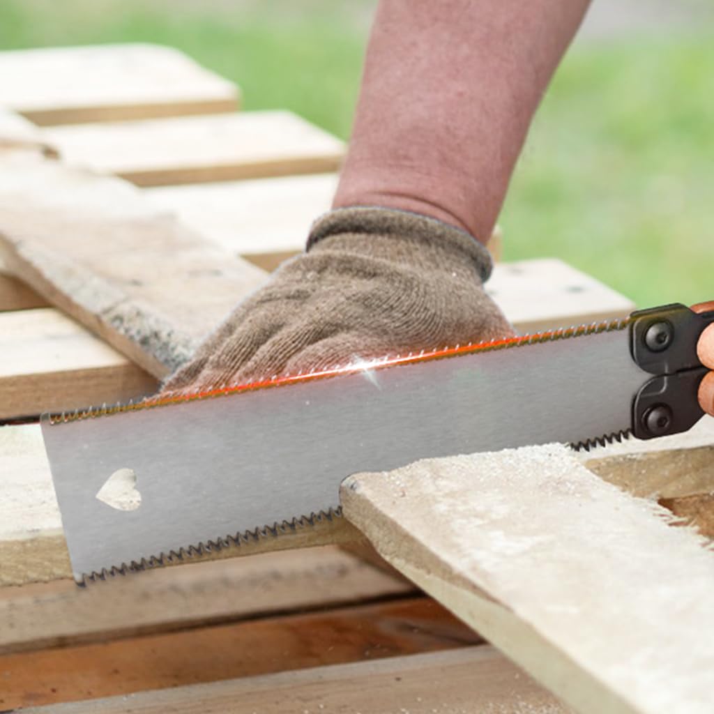 HASTHIP Hand Saw for Woodworking and DIY with 5.5 in Dual Edge Blade featuring SK-5 Steel