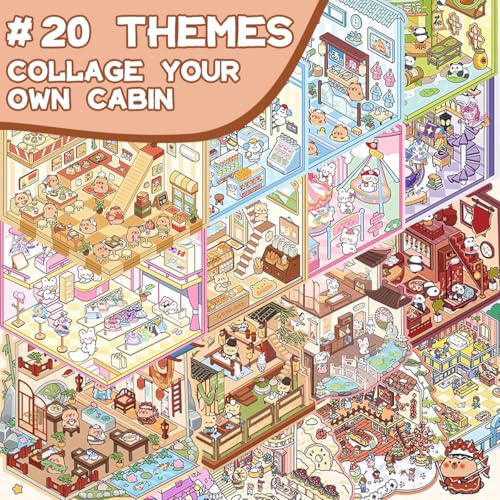HASTHIP® 40PCS DIY 3D House Stickers with Tweezer Cute Set Scene Korean Fun Stacking Miniature Learning Toy for Parties Solo or Group Play