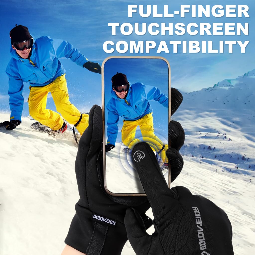 HASTHIP® Winter Riding Gloves for Men, Thermal Plush Lined Windproof Sport Gloves with Anti-Slip Grip, Touchscreen Compatibility & Anti-Loss Clasp for Cycling, Driving & Outdoor Activities, XL