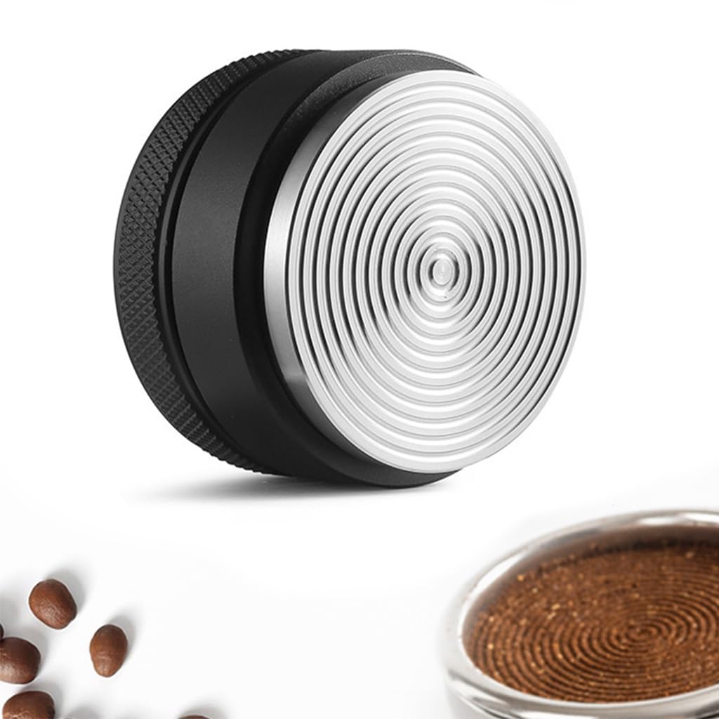 HASTHIP® Supvox Stainless Espresso Tamper 58mm 304 Stainless Coffee Distributor, Stylish Spiral Groove Pattern, Anti-Slip Diamond Texture Trim, Coffee Hand Leveler Tamper Espresso