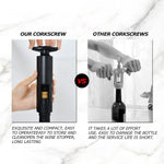 Wine Bottle Opener Corkscrew with Foil Cutter, T Shape Handle Reusable ABS Manual Wine Cork Wing Corkscrew for Home, Kitchen, Party, Restaurant, Bar - Black(No Need Charing)