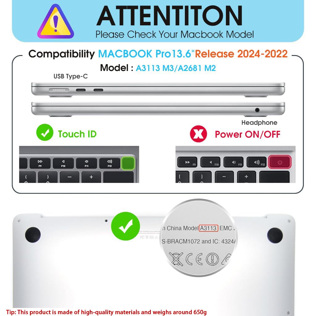 HASTHIP Laptop Case Cover for MacBook Air 13.6 inch with TPU Bumper and Fold Kickstand
