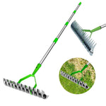 HASTHIP® Dual-edge Garden Rake - 170CM Farming Thatch Rake - Alloy Steel Adjustable Handle - Gardening Rake Loosening Soil & Cleaning Grass - Heavy Duty Agriculture Tool - Suitable for Garden & Lawn