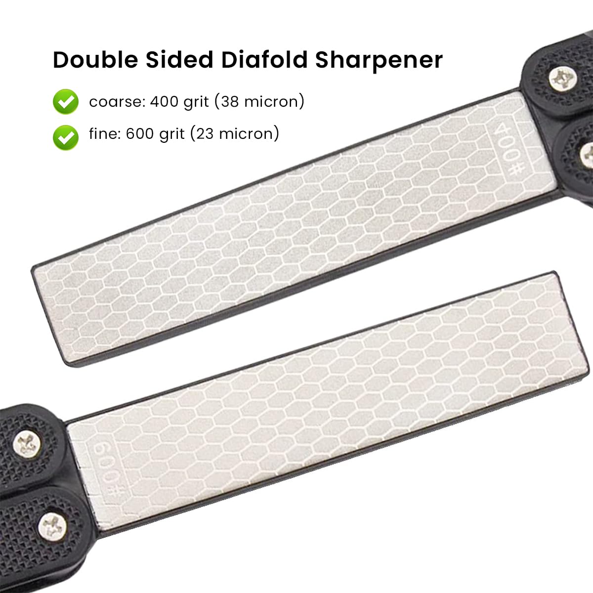 HASTHIP Knife Sharpener for Kitchen featuring Foldable Design with 400/600 Grit | Portable Diamond Stone 3.2×12.5 cm