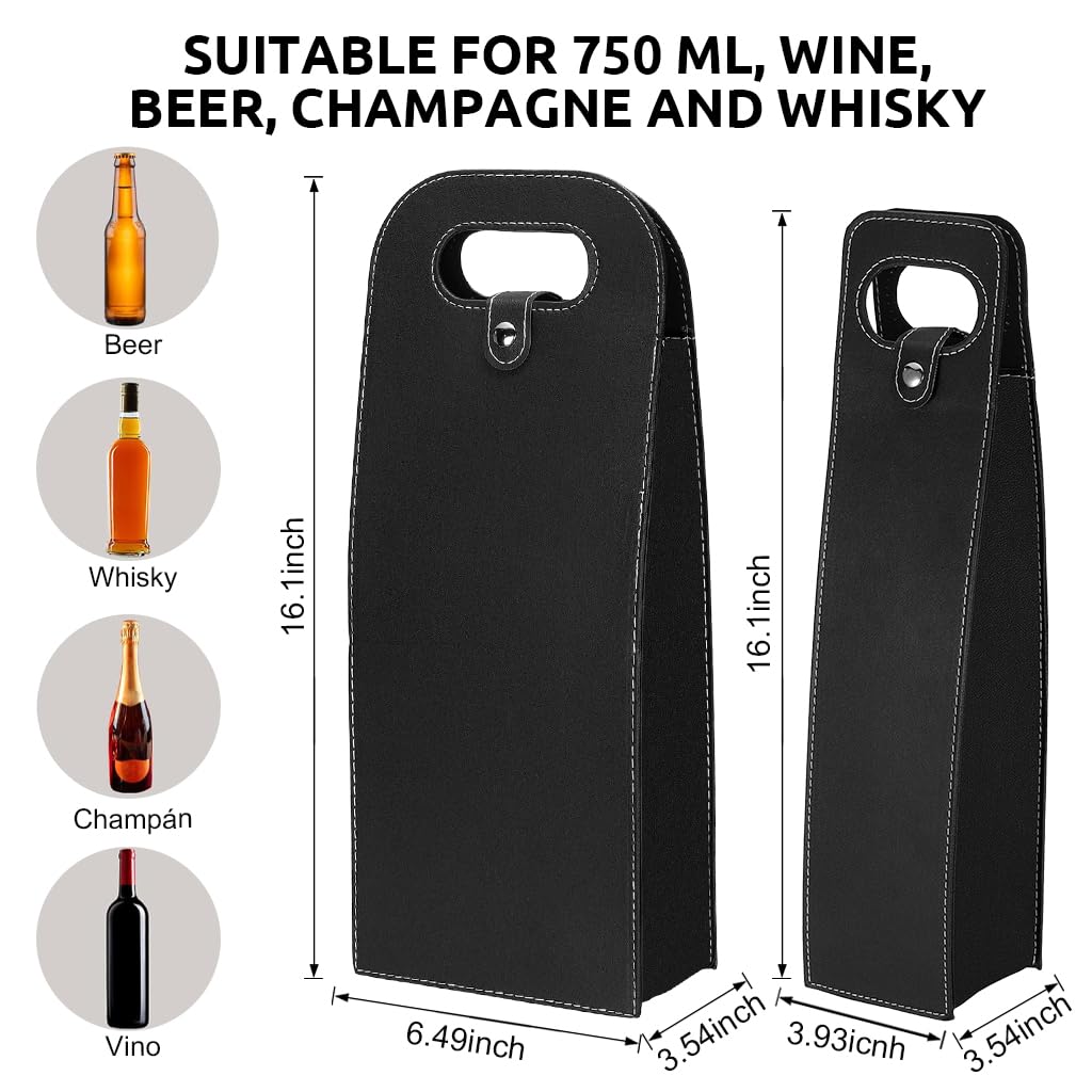 HASTHIP Wine Bottle Gift Bags Set for Gifting and Parties featuring Snap Button Closure and PU Leather Design