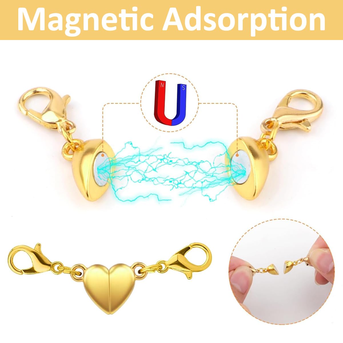 HASTHIP Necklace Clasps for DIY Jewelry Making with Magnetic Closures 12Pcs Alloy Set in Gold and Silver | Suitable for Necklaces and Bracelets