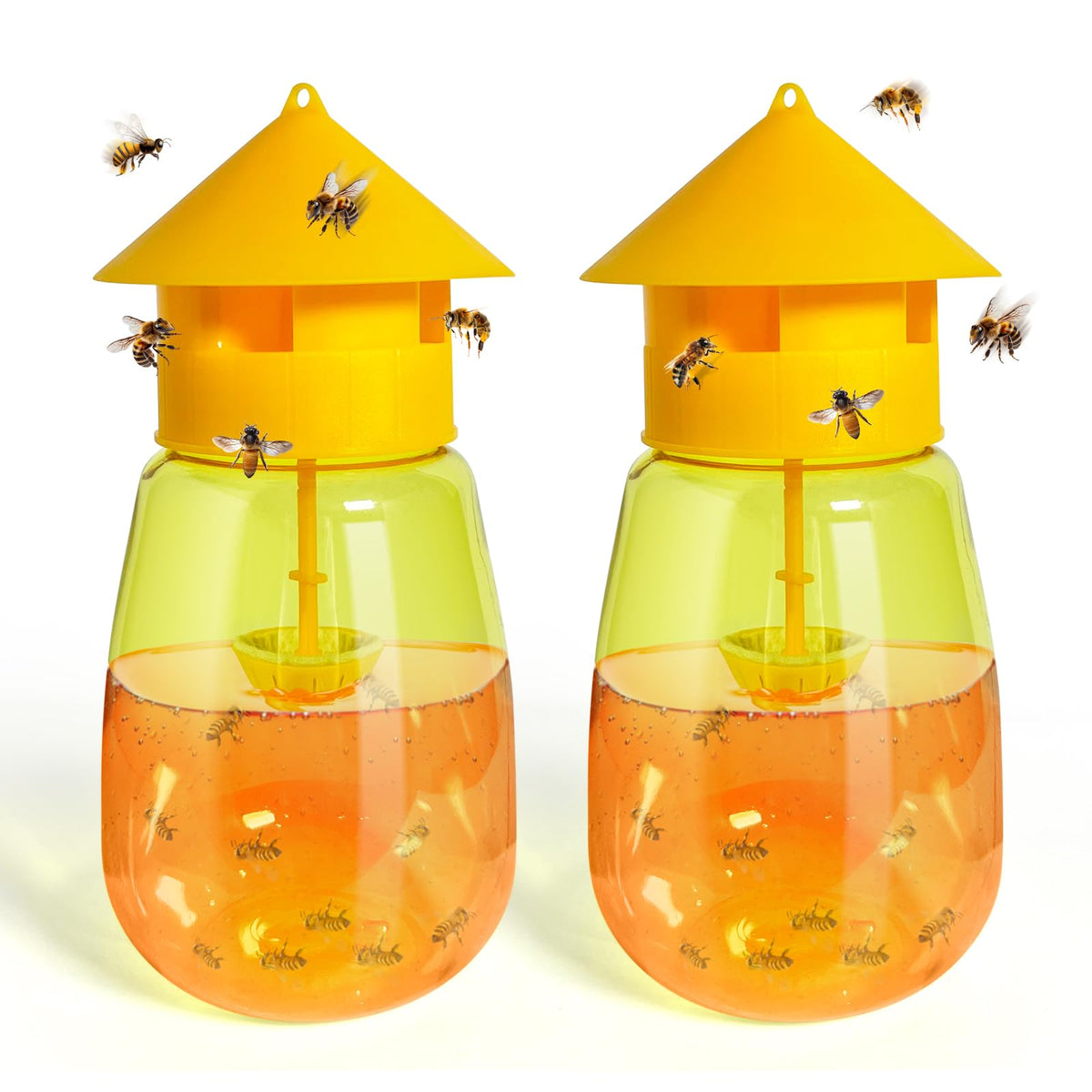 HASTHIP Fruit Fly Trap for Outdoor Use with 4 Entry Design | 2 Pcs Reusable Wasp Catcher