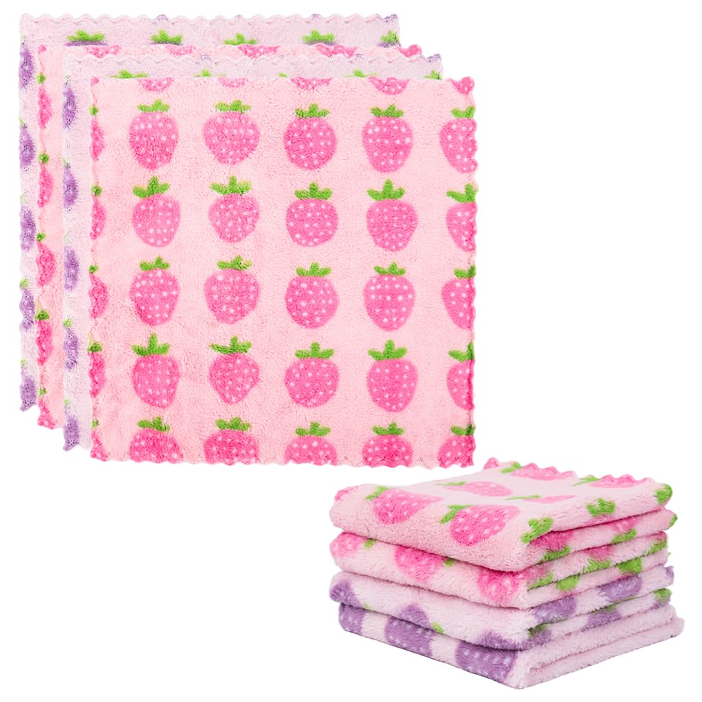 HASTHIP Reusable Kitchen Towels 30x30cm for Cleaning with Soft Coral Fleece | 4Pcs Set
