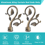 HASTHIP Curtain Rod Finials for 20–22.5mm Rods with Leaf Branch Design in Brass | Set of 4