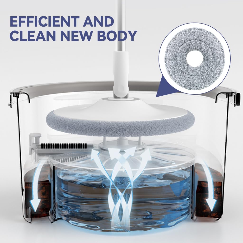 HASTHIP® 4Pcs Microfiber Mop Pads 9.84 Inches Round High Absorbent Microfiber Mop Pads Replacement for Rotary Mop Wet Dry Use Microfiber Mop Pads, Compatible Most Round Spin Mop & Bucket.