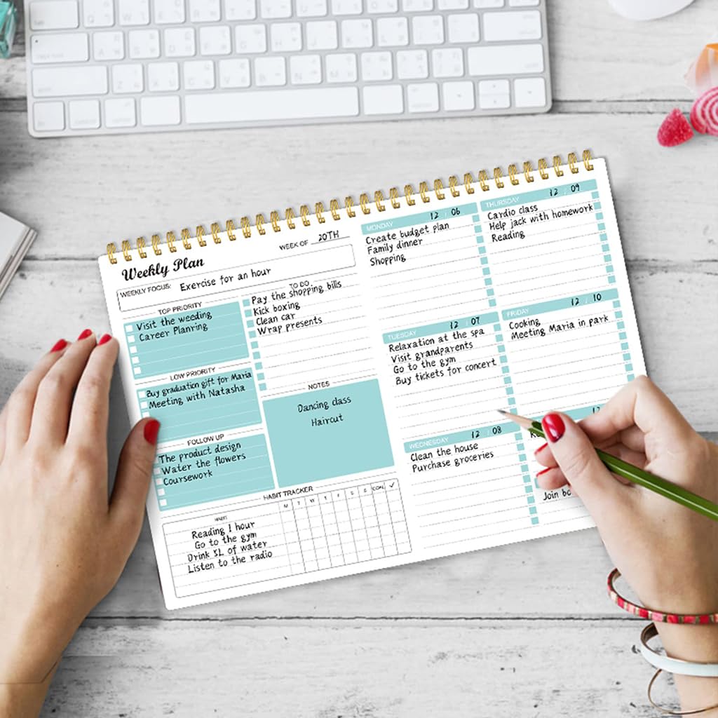 HASTHIP® 8.5" x 11" Weekly Planner Notepad 52 Week Undated Planning Pad with Habit Tracker, To-Do Lists & Goal Organizer Pink Productivity Journal for Men, Women, Office, School & Home Use(Blue)
