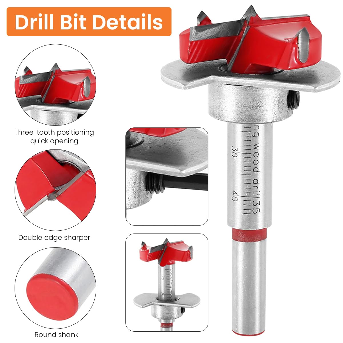 HASTHIP® 35mm Hinge Drilling Jig 35mm Concealed Drilling Tool Set Kit Jig Hinge Jig Drill 35mm Concealed Drilling Tool Set Kit Accurate Hinge Alignment Tool for Door Window Carpentry Furniture