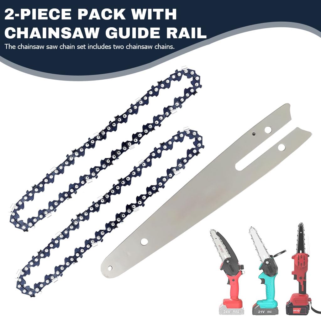 HASTHIP® 2Pcs Chainsaw Saw Chain 6 inches Chainsaw Saw Chain with Chainsaw Guide Rail Universal Chainsaw Saw Chain for Wood Cutting, Tree Pruning
