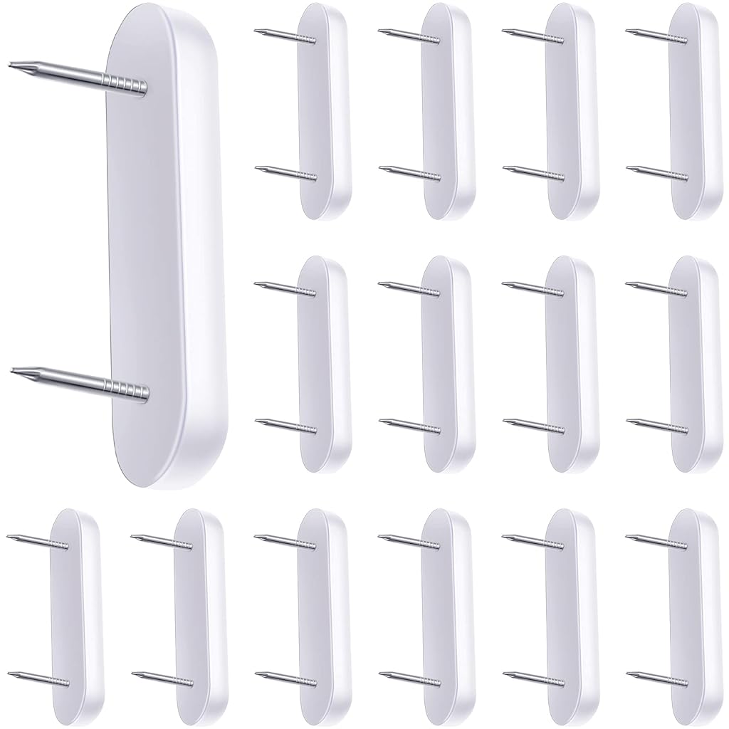 HASTHIP® Plastic Head Double Pins Bed Skirt Holding Pins White Furniture Chair Leg Brooch Glide Nails Holding Brooch for Slipcovers and Bedskirts (15 Pieces)