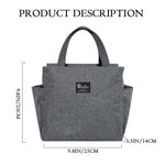 HASTHIP Lunch Bag for Office and School with 20×14×25cm Capacity featuring Full Zipper and Grey Oxford Fabric | Insulated Bento Box for Men Women Kids