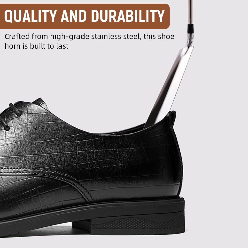 HASTHIP Shoe Horn for Seniors with Adjustable Length 16 to 38 in and Flexible Angle | Stainless Steel Telescopic Design