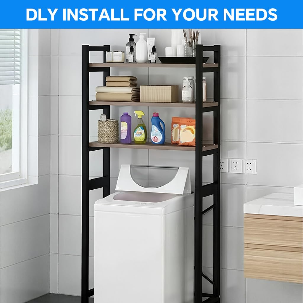 HASTHIP Washing Machine Storage Rack for Laundry Room with 3 Layer Shelves and Adjustable Feet