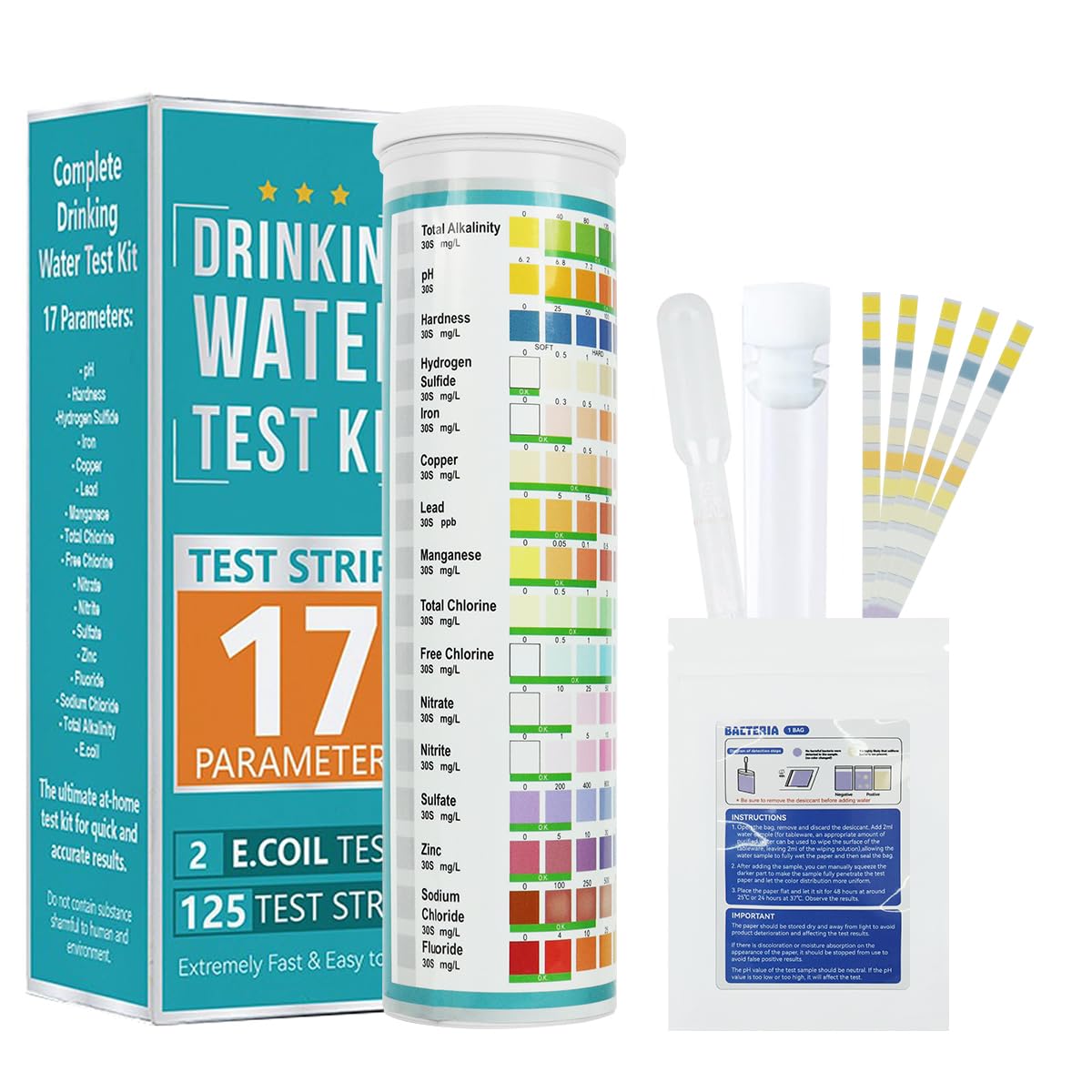 HASTHIP Water Testing Strips for Pool and Aquarium with 17 in 1 Indicators and 125 Count | Quick 30s Results