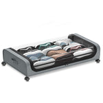 HASTHIP Under Bed Storage for Clothes and Shoes with Wheels and Clear Lid 80x44x13cm