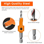 HASTHIP® 11Pcs Woodworking Countersink Drill Bit Set, 5 Size Carbon Steel Bits