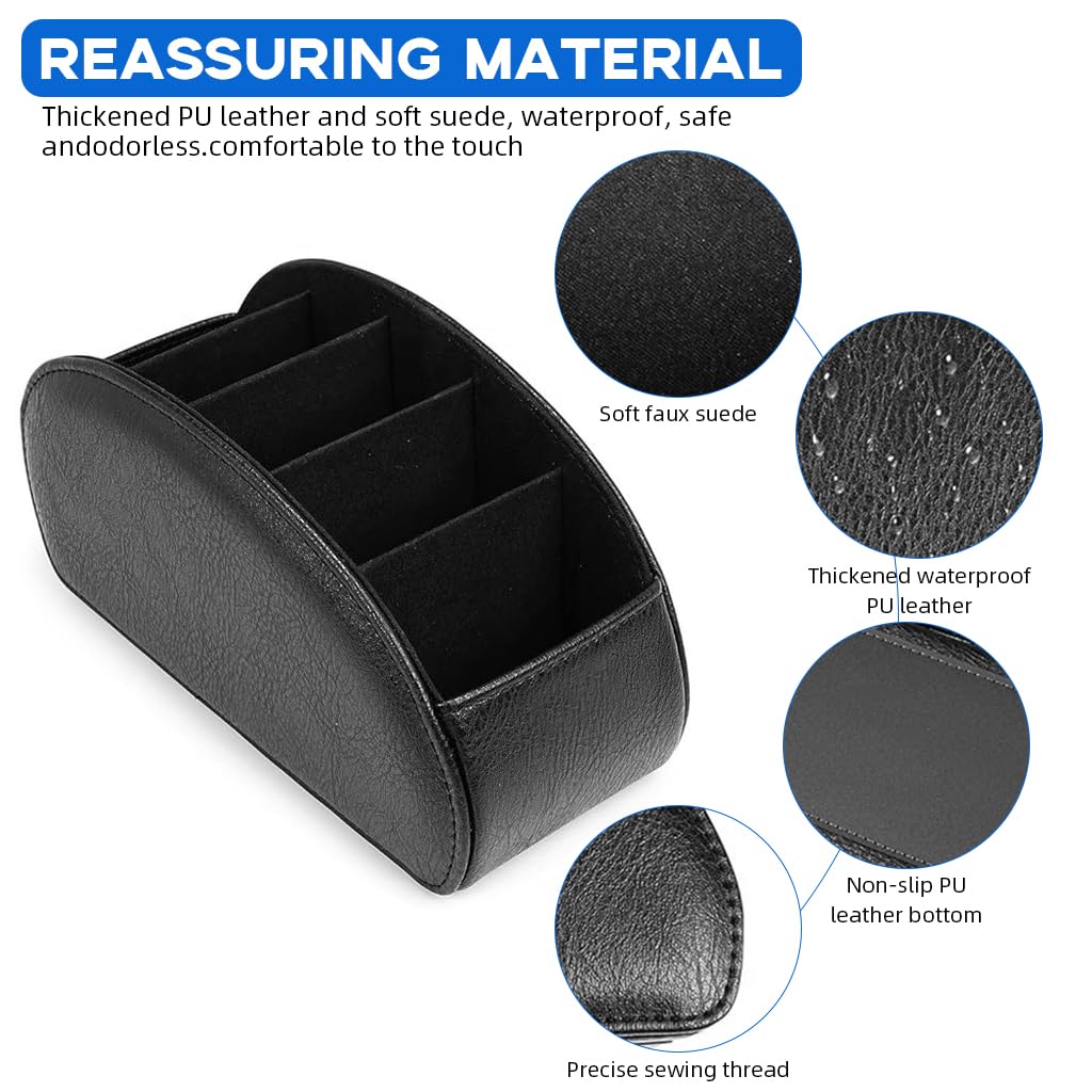 HASTHIP Desk Organizer for Living Room and Office featuring Open 5 Compartment PU Leather Design