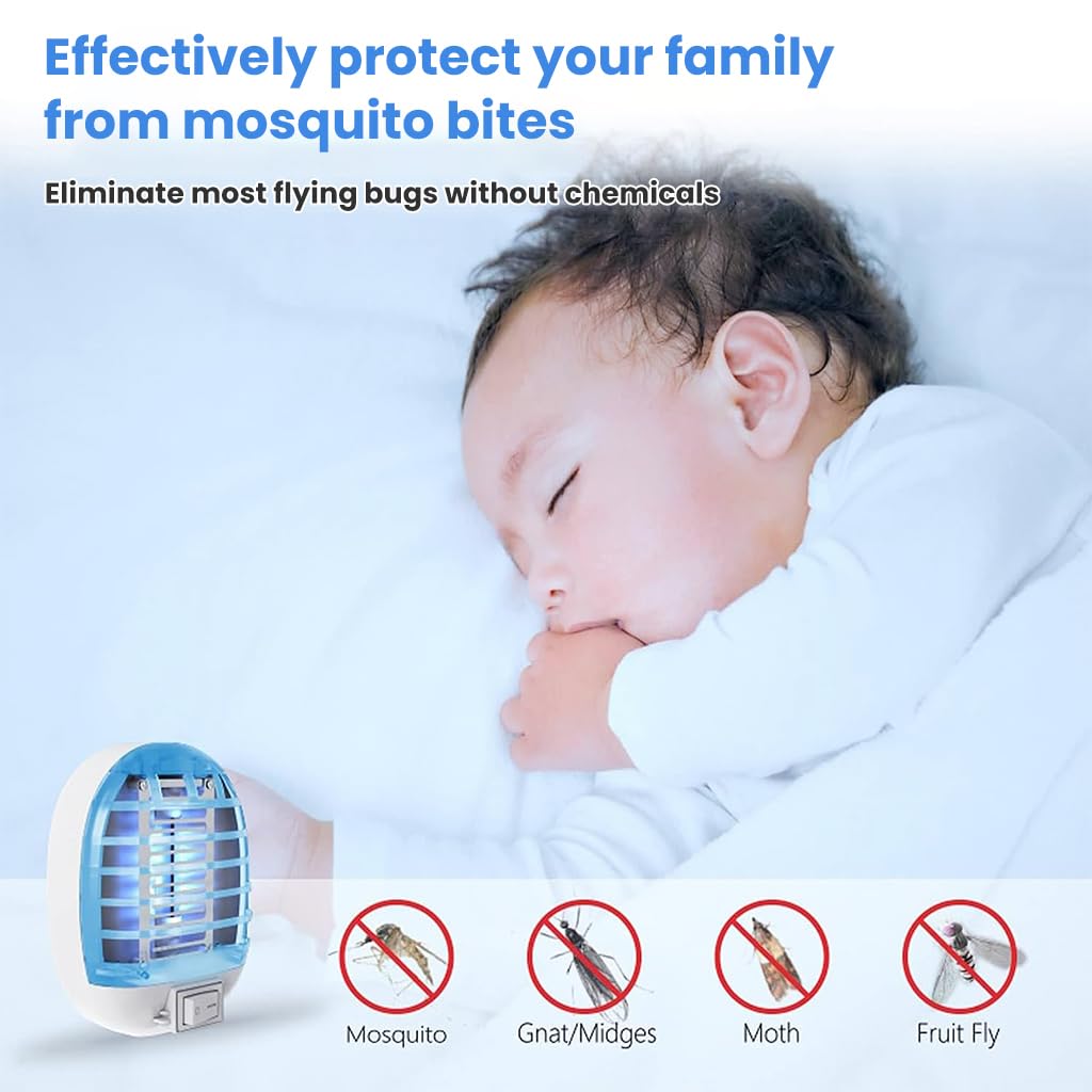 HASTHIP Plug in Mosquito Trap Lamp for Indoor Use with Purple UV Light | Silent Bug Zapper