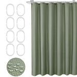 HASTHIP Fabric Shower Curtain for Bathroom with Weighted Hem and 12 Hooks | 72x72 in Green Waterproof Polyester