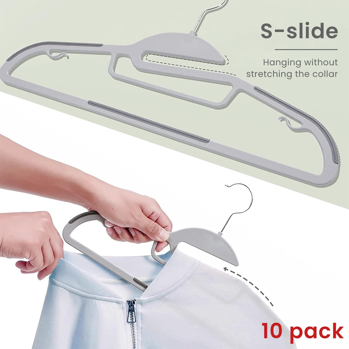 10pcs Plastic Clothes Hangers Dry Wet Hangers Space Saving Clothes Hangers, Durable Clothes Hangers with Non-Slip Pads, Clothes Hanger for Bedroom Closet Wardrobe for Shirts, Pants, Scarves