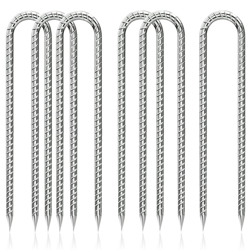 HASTHIP Garden Stakes for Landscape Fabric and Camping | 6 Pcs 11.8 in Galvanized Steel