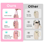 HASTHIP Water Bottle Carrier Bag for Stanley 30 oz Tumbler with Phone Pocket and Adjustable Strap | Pink Neoprene Holder