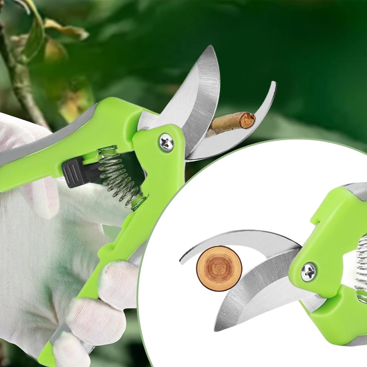 HASTHIP® 2Pcs Pruning Shears 6.6'' Garden Snip Shear Bypass Shears Stainless Steel Gardening Pruning Shears Scissor Spring Loading Labor Saving Garden Snip with Safety Lock for Flower Pot, Vegetable