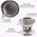 HASTHIP Pour Over Coffee Dripper for Manual Brewing with Dual 800 Mesh Filter | 1–6 Cup Stainless Steel Reusable Maker