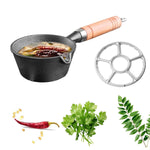 HASTHIP® Mini Cast Iron Pot 4.3 Inch Small Sauce Pan with Wooden Handle, Easy Pour Melting Spoon Pan for Butter, Chocolate, Milk, Oil Heating, Versatile Mini Dutch Oven with Stove Rack