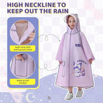 HASTHIP Kids EVA Raincoat with Clear Wide Brim Hood & Reflective Strips