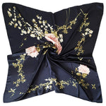 HASTHIP® Satin Silk Like Square Scarf for Women 35x35 Inch Large Headscarf Hair Wrap Neck Shawl Bandana Lightweight Fashion Accessory (Navy Blue)