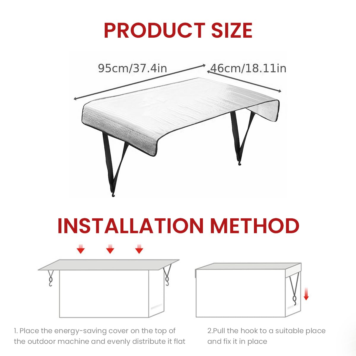 Air Conditioners Outdoor Unit Cover - HVAC Heat Insulation Film Protection Cover, Durable Sun Shade Dust Cover with Hooks, Rain Cover for HVAC Outside Unit