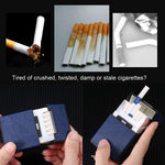 HASTHIP Cigarette Case for 20 Regular Size Cigarettes with Magnetic Flip Top and Blue PU Leather | Compact 9.3 x 6 x 2.7cm Portable Holder