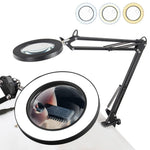 HASTHIP Desk LED Magnifier for Repairing and Reading with 15X Lens and Flexible Arm | USB 3‑Color Lighting