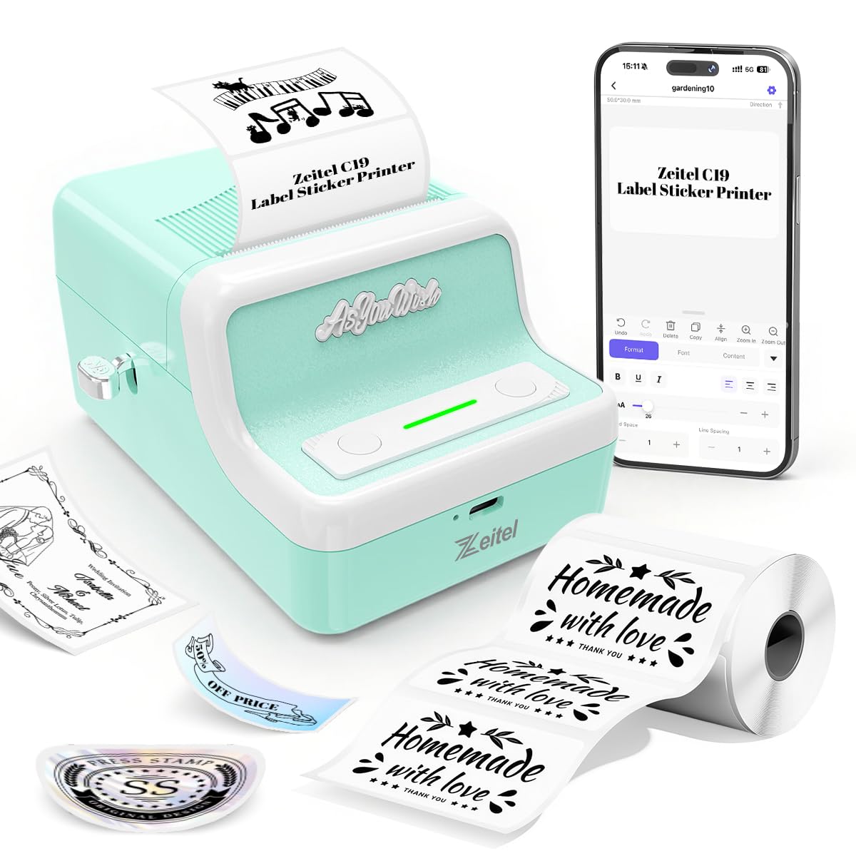 HASTHIP® Bluetooth Label Maker,Portable Inkless Label Printer with High-Quality Thermal Printing,Wireless Mini Machine for Home Office Organization and Storage