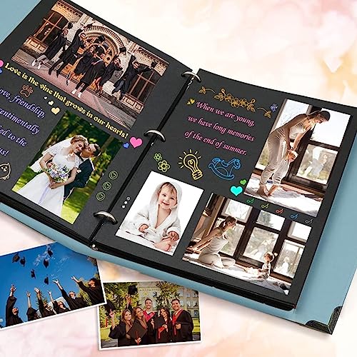 HASTHIP® DIY Scrapbook Photo Album Kit for Couple Special Our Adventure with Pens Washi Tapes Stickers 60 Pages Hardcover 8.5x11 Inches 3 PCS