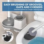 HASTHIP Toilet Brush Kit for Bathroom Cleaning with 3 Piece Set and 360° Deep Scrub | Plunger and Storage Rack