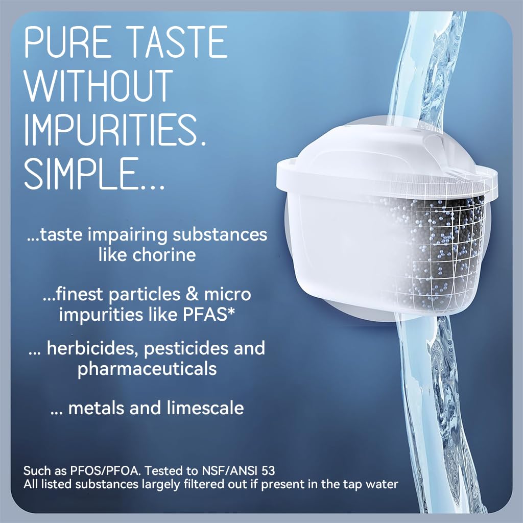 HASTHIP Compatible Brita Water Filter Pitchers for Cleaner Taste with 6 Pack 65 Gallon Filters