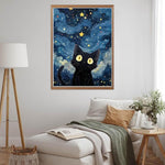 HASTHIP® DIY Diamond Painting Kit for Adults, Cartoon Cat Starry Night Paint by Numbers with Tools & Accessories, 30x40cm No Frame Pre Outlined Canvas Diamond Art Kit