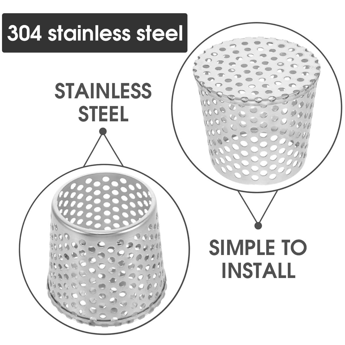 Stainless Steel Floor Drain Outlet Filter, Anti Rats Drain Outlet Mesh Cover, 160mm Diameter Strainer Gutter Downspout Strainer Fits 160-165mm Pipes, Universal Strainer for Leaf Gutter Guard