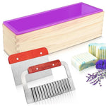 HASTHIP Silicone Soap Mold for DIY Soap Making 1200g Capacity with Wooden Box and Dual Cutters