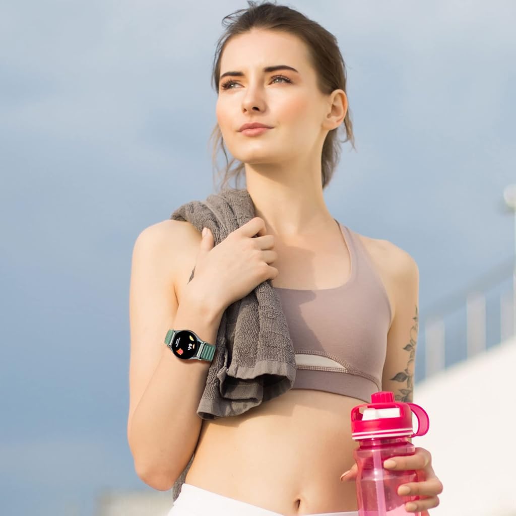 HASTHIP® Nylon Watch Band Compatible with Samsung Galaxy Watch 5 40mm 44mm/5 Pro 45mm,Galaxy 4 40mm 44mm/4 Classic 42mm 46mm,Adjustable Soft Breathable Strap for Men Women