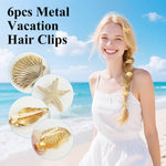 HASTHIP 6-Pack Gold Starfish & Seashell Hair Clips for Women and Girls