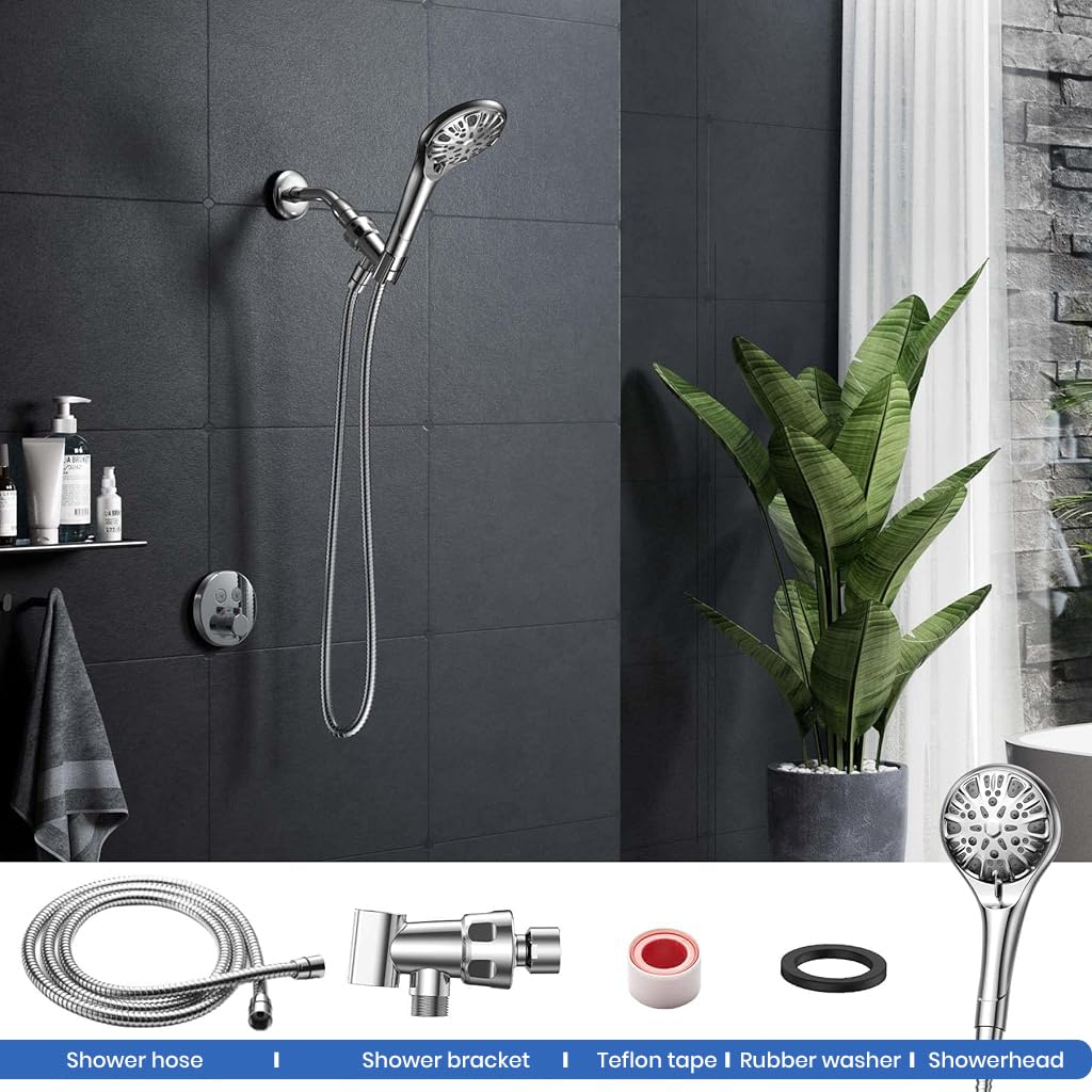HASTHIP Hand Shower for Bathroom with 9 Spray Modes and 60 in Hose | Pressurized ABS Set