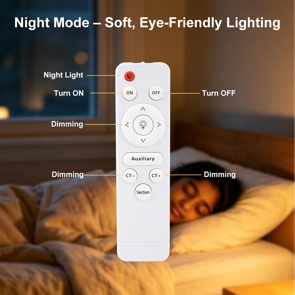 Hasthip Modern Geometric LED Ceiling Light with Remote Control & Dimmable Design