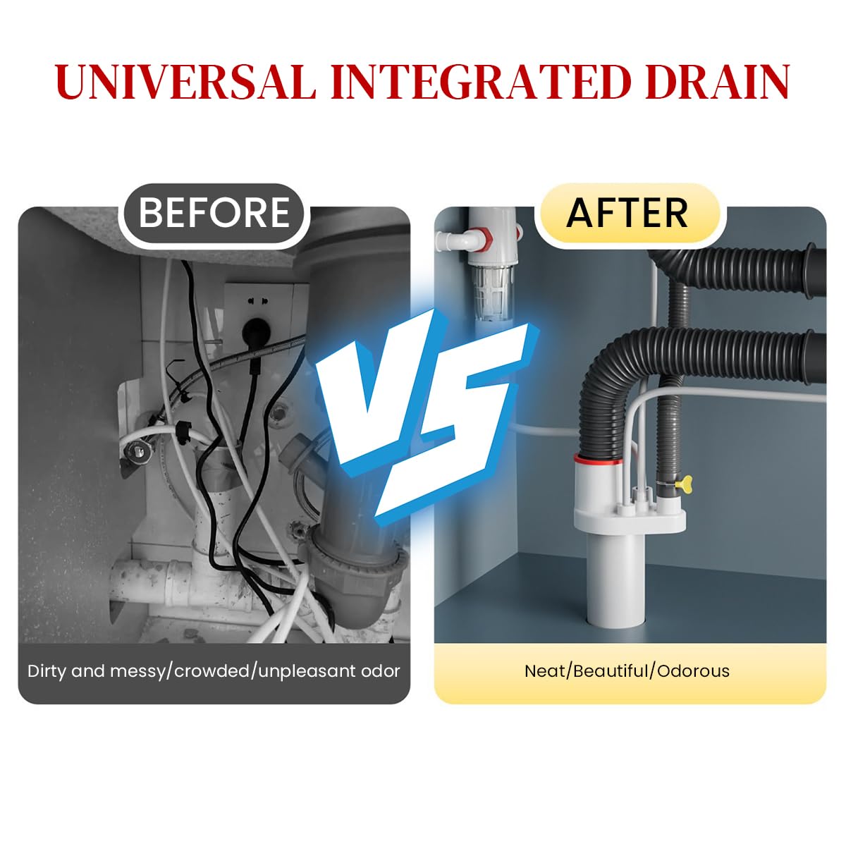 HASTHIP Kitchen Drain Adapter for Dishwasher and Laundry Sink with Anti Backflow Valve 2PCS | Durable ABS Construction